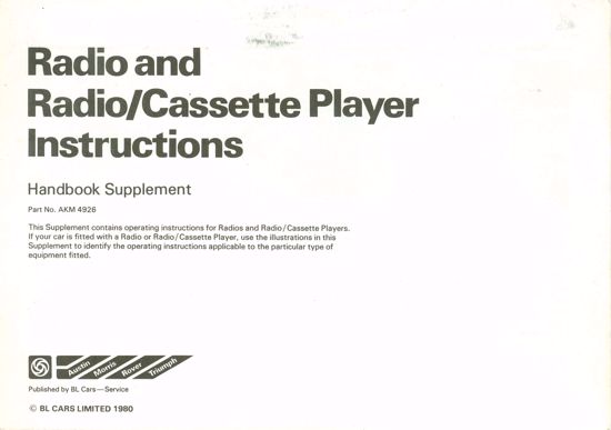 Picture of Radio and Radio Cassette Player Instructions AKM 4926